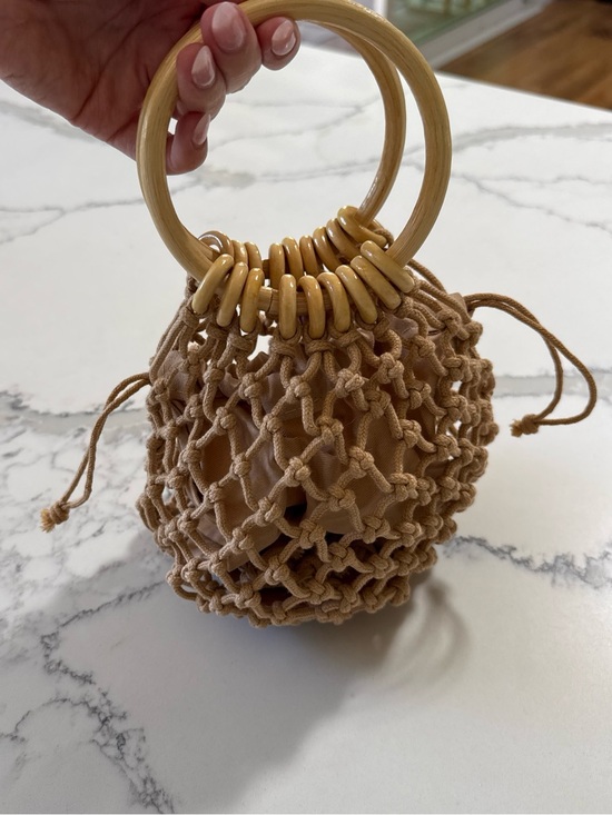 Zara Handbags - Rattan bag with wooden handle boho cute occasion bag